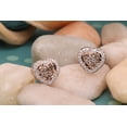 thumbnail image 2 of Dazzlingrock Collection Round White & Champagne Diamond Cluster Heart Stud Earrings for Women (0.30 ctw, Color I-J, Clarity I1-I2) in 18K Rose Gold, 2 of 5