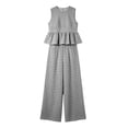 thumbnail image 7 of Besolor Summer 2 Piece Sets for Women Plaid Outfits Sleeveless Ruffled Hem Tank Tops Wide Leg Pants Vacation Beach Loungewear Set(Small,Black), 7 of 7
