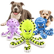 Dog Toys for Aggressive Chewers, 3 Pack No Stuffing Plush Dog Toys with Squeaky & Crinkle, Durable Dog Chew Toys for Small Medium Large Dogs, Teeth Cleaning & Boredom Relief