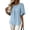 Sky Blue, variant on Women's Round Neck Blouse with Pleated Front and Flowy Flutter Sleeves Solid Color Loose Fit Casual Tunic Top for Work Office and Everyday Wear