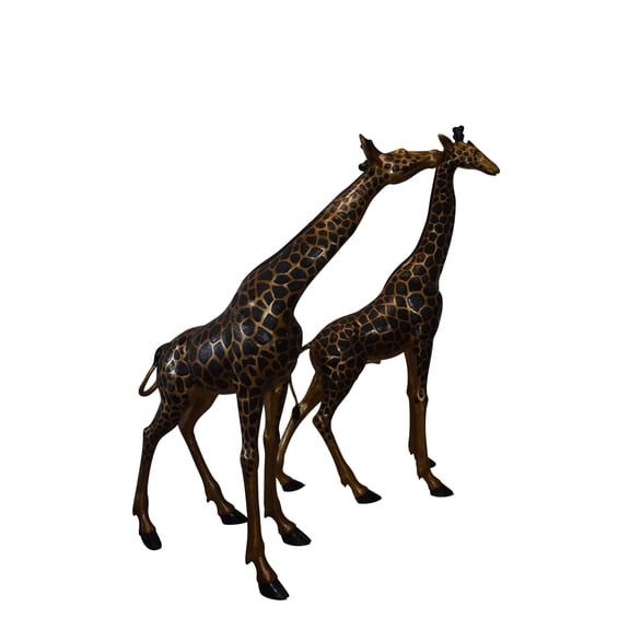 Nifao Pair of Young Playful Giraffes Bronze Statue – Garden Outdoor Decor Sculpture, 54"L x 18"W x 89"H