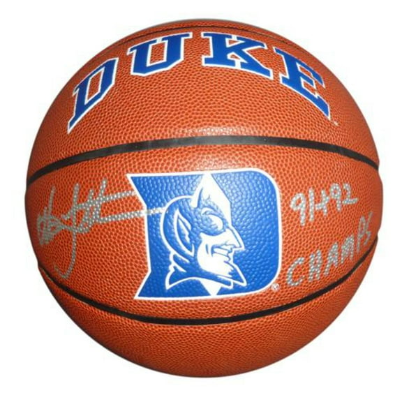 Christian Laettner Autographed Duke Blue Devils Full-Size Basketball w/ "91   92 Champs"