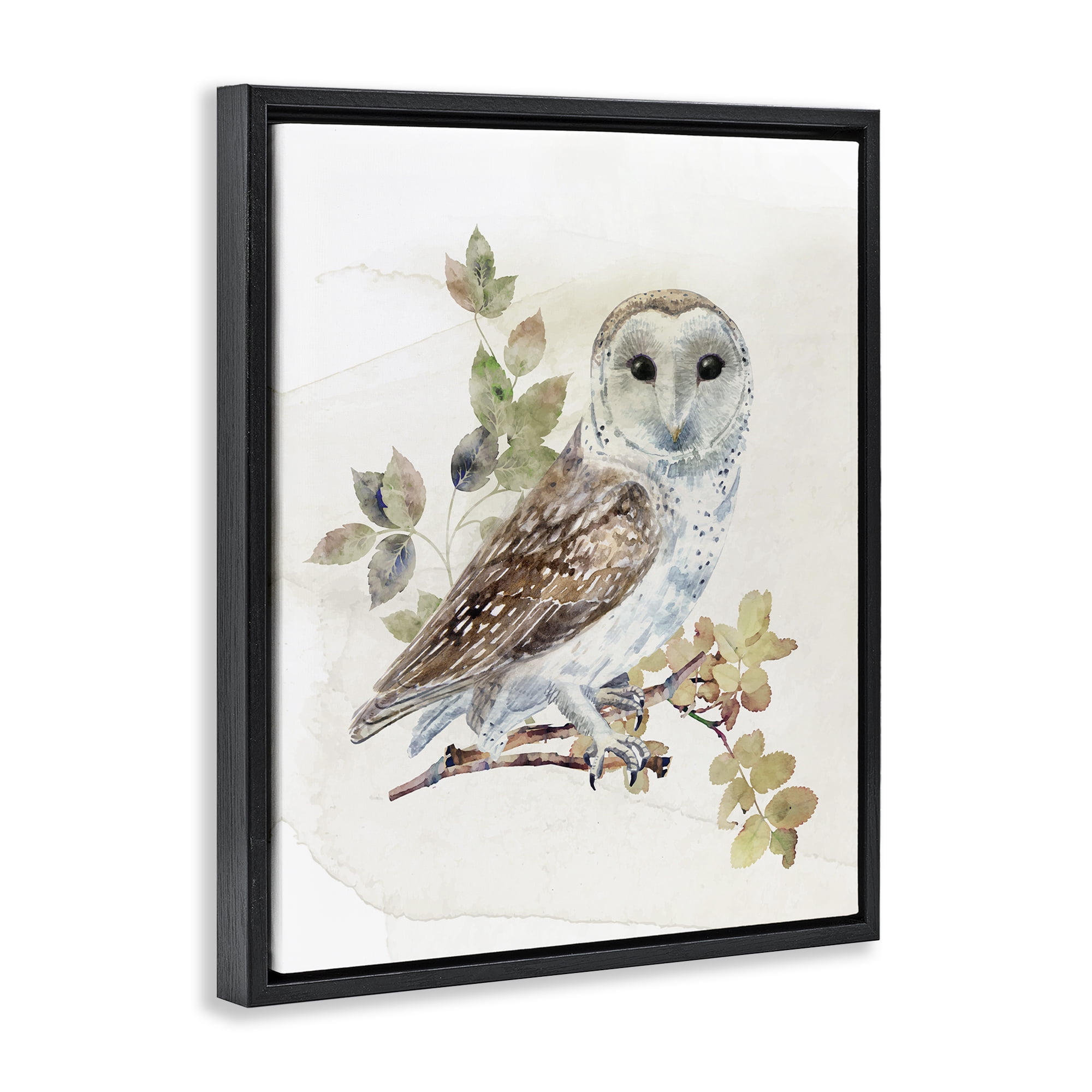 Stupell Industries Owl Among Autumn Leaves Black Framed Floater Canvas Wall Art, design by CAD Designs