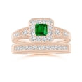 thumbnail image 4 of ANGARA Natural Aeon Square Emerald & Diamond Engagement Ring with Milgrain in 14K Rose Gold for Women (Size-4mm) | May Birthstone, Anniversary, Jewelry Gift for Women | Natural Emerald Ring, 4 of 10