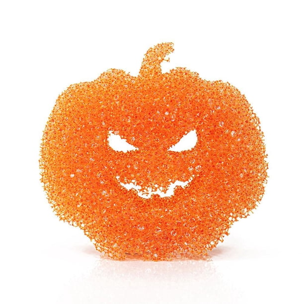 Ruifaya 1/3 piezas de esponja para fregar platos con forma de calabaza que no raya, para Halloween