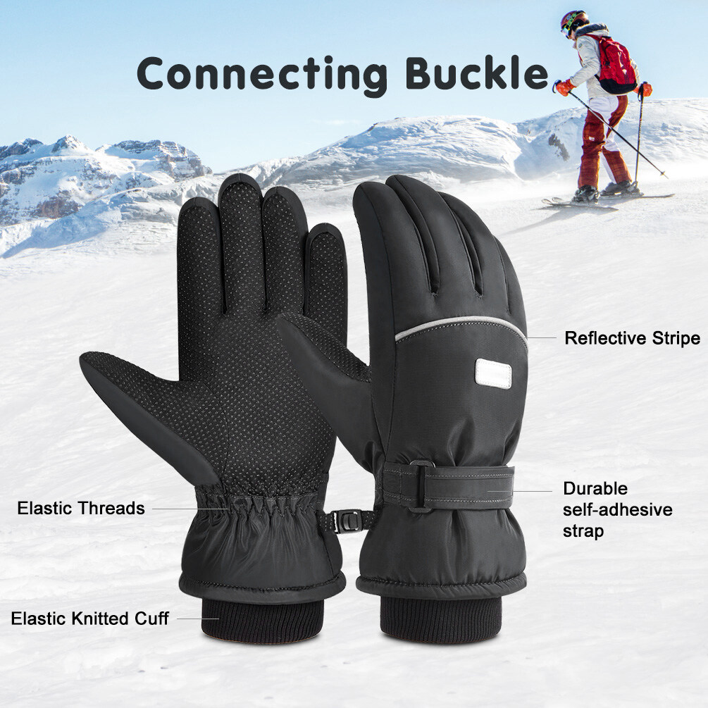 Vbiger Kids Waterproof Ski Gloves, Black photo 7