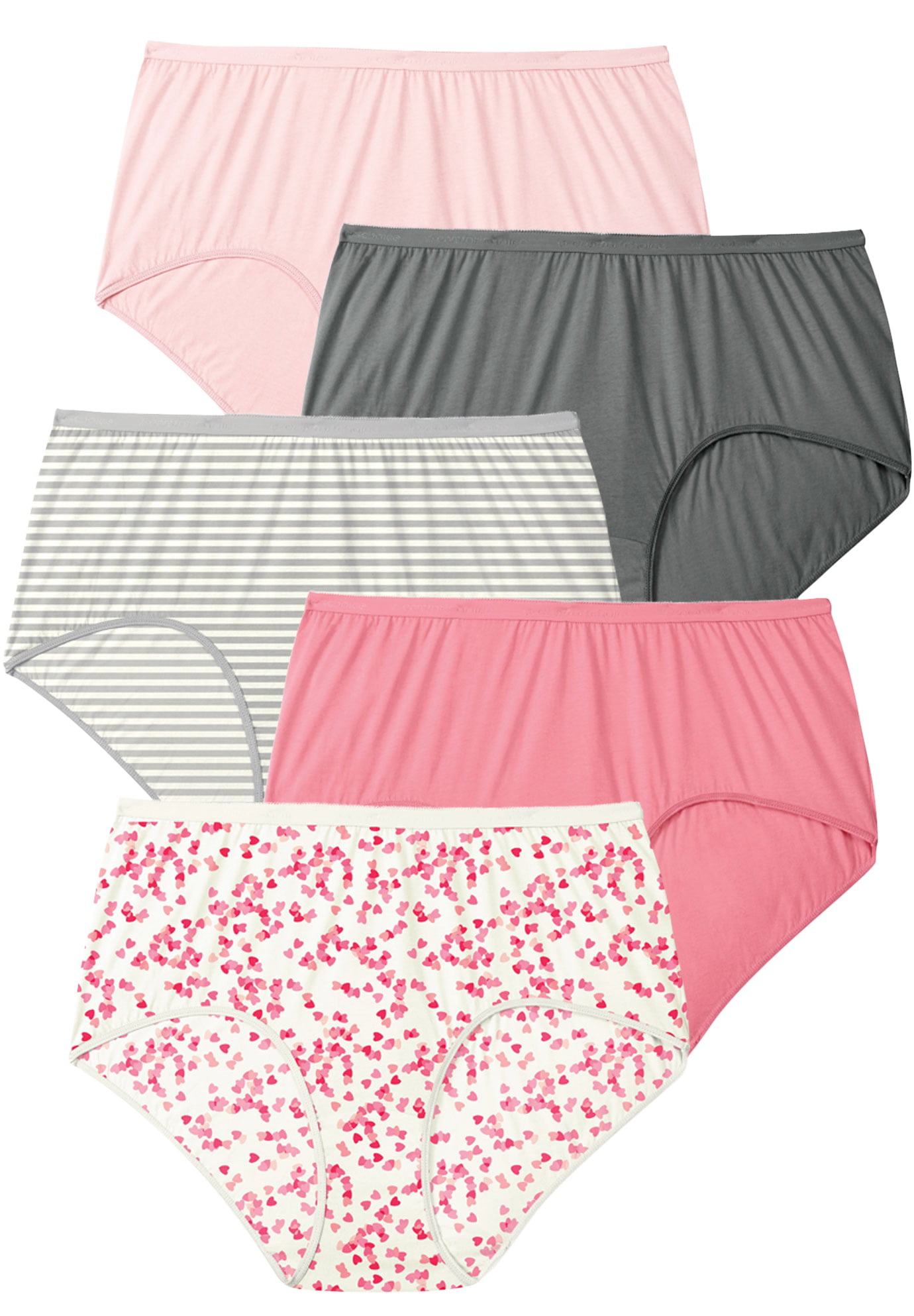 Comfort Choice Womens Plus Size 5-Pack Pure Cotton Full-Cut Brief 