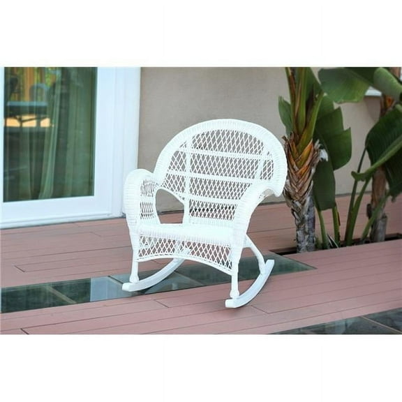 Jeco W00209-R Santa Maria White Rocker Wicker Chair