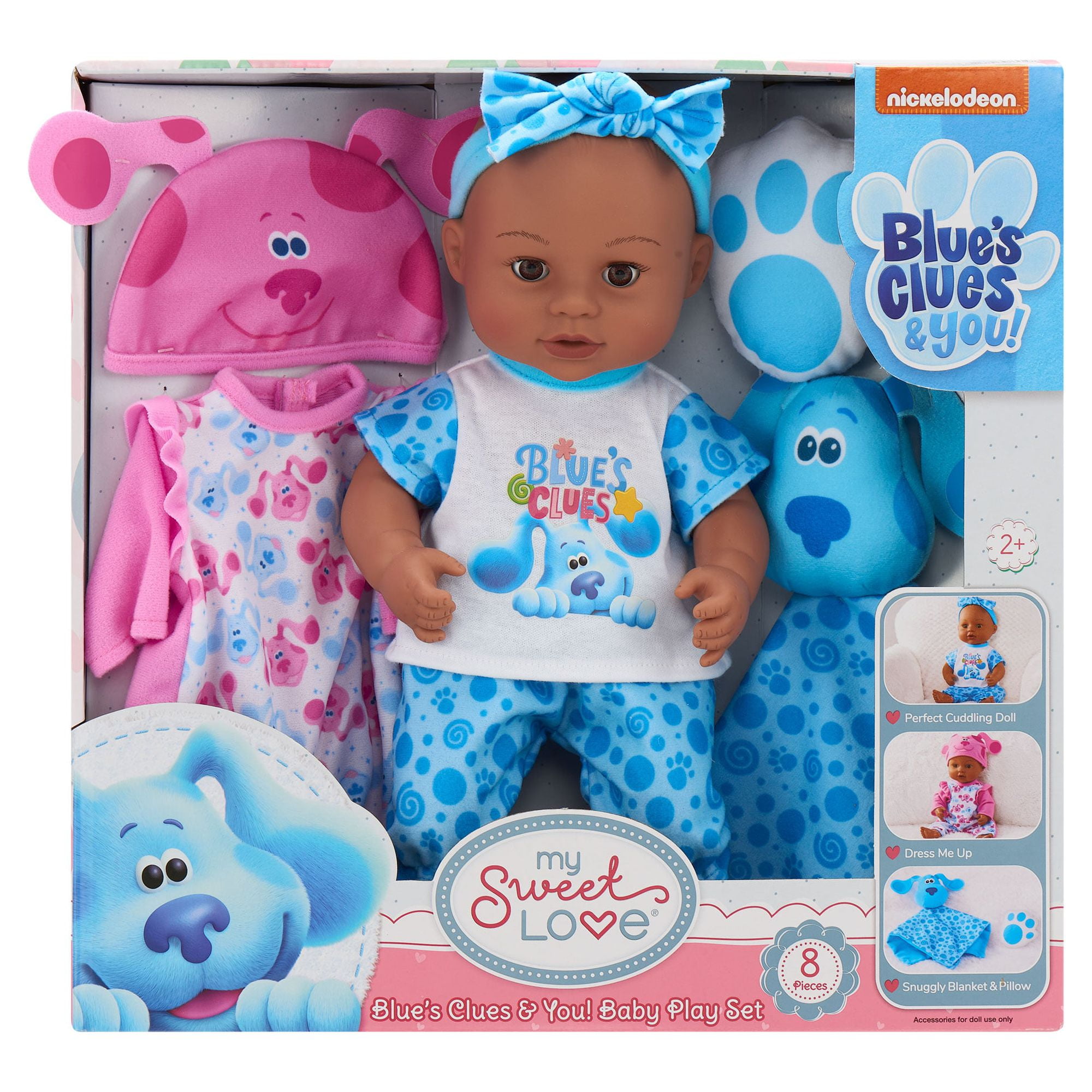 My Sweet Love Blue Clues & You Baby Play Set, Deep Skin Tone, 8 Pieces