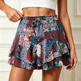 thumbnail image 2 of Ladies Summer Skort with Built-In Shorts Tie Front High Waist A-Line Skirt for Festival Holiday Travel Outdoor Activities, 2 of 4