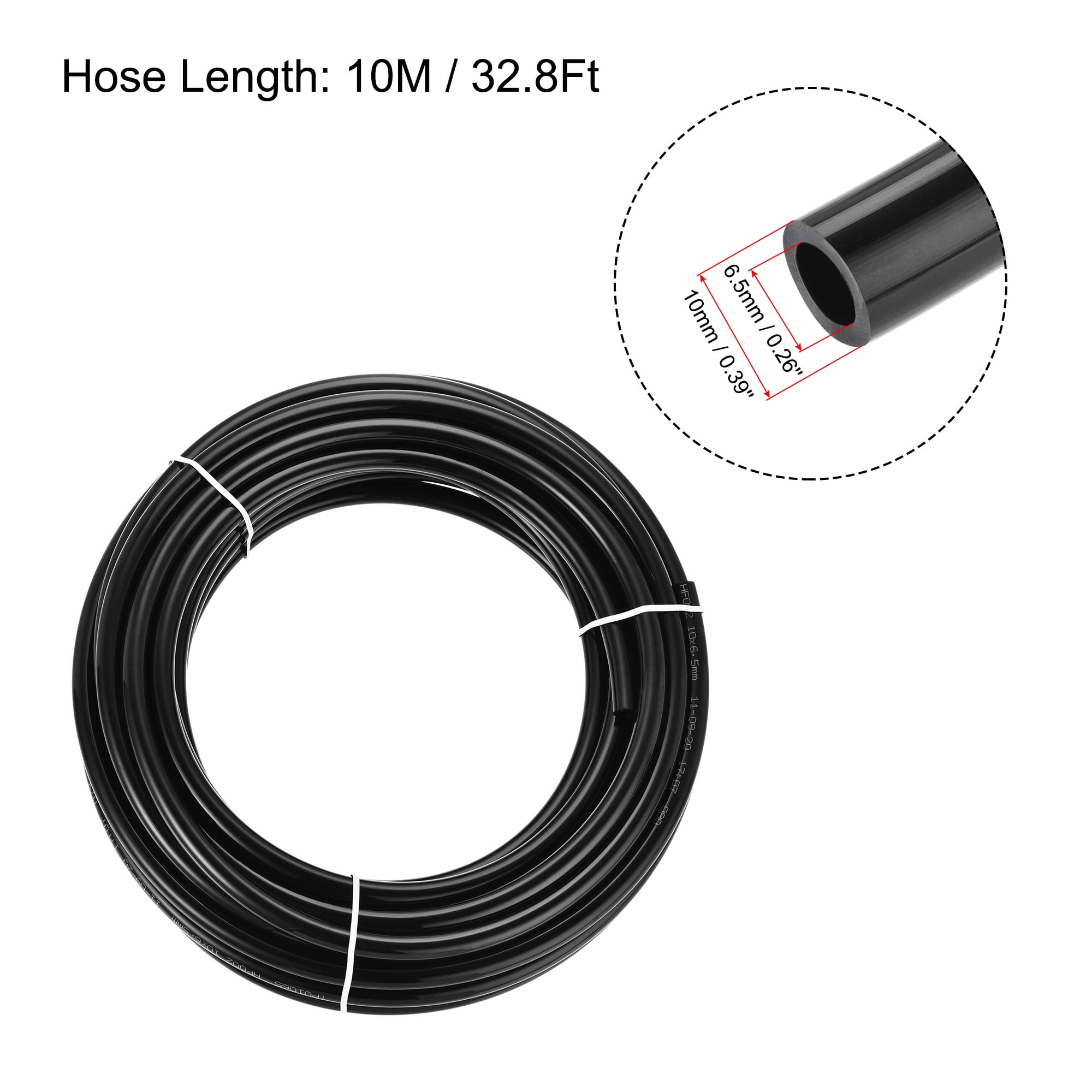 Uxcell 10mm OD PU Air Hose Tubing Kit 10 Meters Black with 14 Pcs Fittings