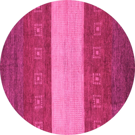 Ahgly Company Indoor Round Abstract Pink Modern Area Rugs, 5' Round