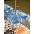 thumbnail image 2 of Outdoor Tablecloth with Umbrella Hole for Patio/Picnic/Party/Camping, Abstract Blue Waterproof Table Cloth Square Cover Washable, Modern Simple Painting Art (60"x 60"), 2 of 9