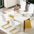 thumbnail image 2 of Modern Dining With Table & Chairs: 63"x31.5x30" Sintered Stone Tabletop Golden Butterfly Legs, 4 White Pu Chairs Metal Leg Supports Classy And Chair Collection: Support, 2 of 7