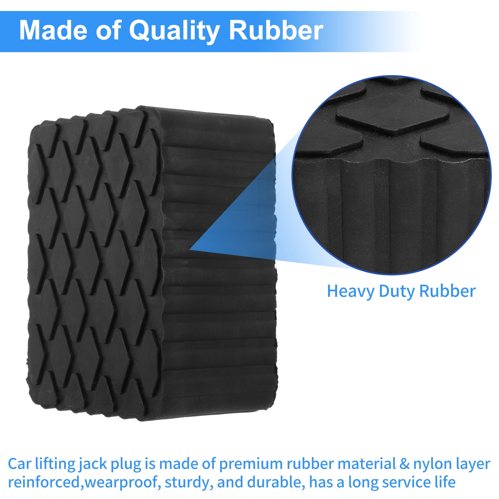Unique Bargains Universal Heavy Duty Rubber Jack Stand Pads 6.3" x 4.7" x 3.1" Black
