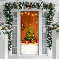 thumbnail image 1 of BotaniNest Door Curtain With Festive Holiday Design Red Background With Snowflakes And Trees Fabric Door Cover For Party And Home Holiday Display, 1 of 5