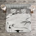 thumbnail image 3 of Ambesonne Grunge Quilted Bedspread Set 3 Pcs, Heron Birds, Queen Size, Black Grey, 3 of 3