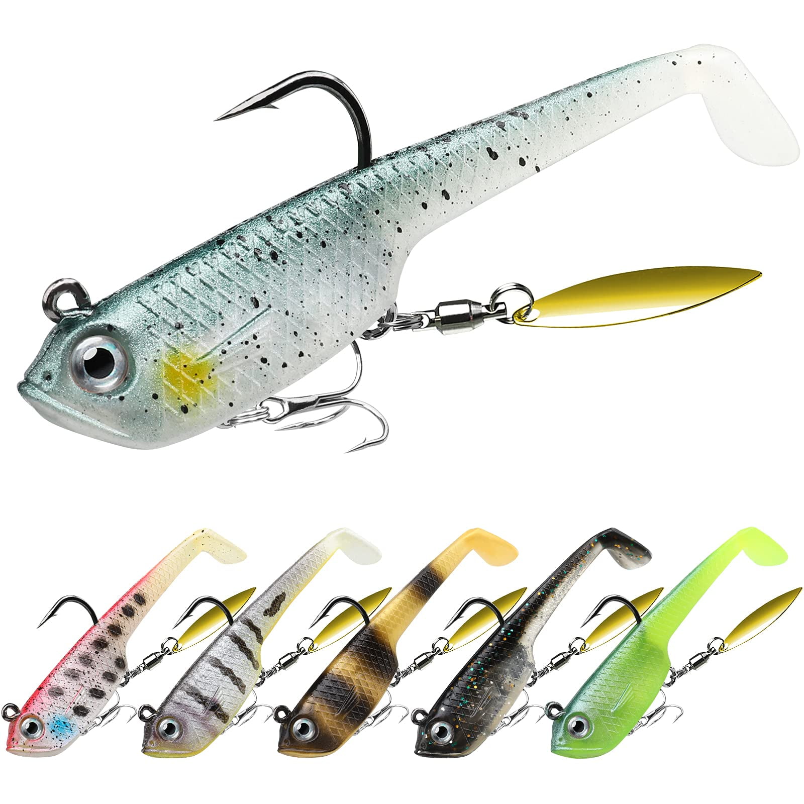 Fishing 10pcs/Lot Pre-Rigged Paddle And Curly Tail Swimbaits For Bass  Fishing Shad Or Tadpole Lure Soft Fishing Lures