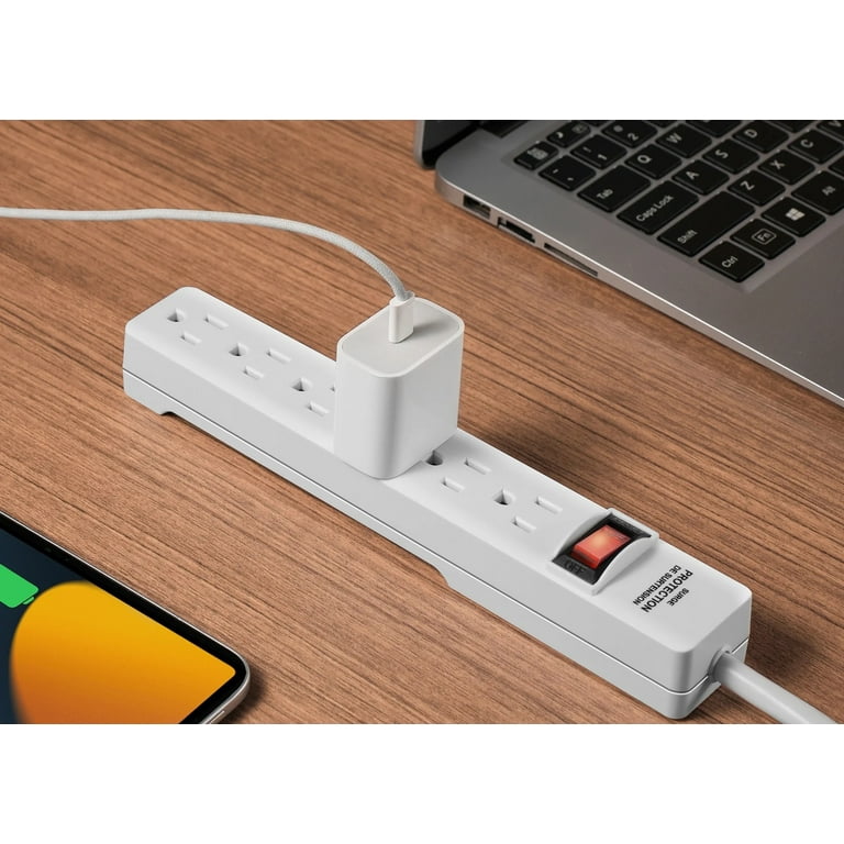 Hyper Tough Indoor Surge Protector 6-Outlet 2.5ft 500J Cord 15A