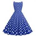 thumbnail image 4 of XFLWAM Women Polka Dot 1950s Cocktail Party Swing Dress 50s 60s Vintage Doll Collar Dresses Retro Audrey Hepburn Rockabilly Prom Dress Blue XL, 4 of 5