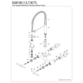 thumbnail image 3 of Kingston Brass GS8180CTL Continental Double-Handle 2-Hole Wall-Mount Pre-Rinse Bridge Kitchen Faucet in Matte Black, 3 of 5