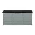 thumbnail image 2 of Hassch 75 Gallon Plastic Deck Box, Outdoor Storage Bin with Lockable Lid and Side Handle, Waterproof Patio Container with Wheels for Garden, Backyard, Black & Grey, 2 of 8