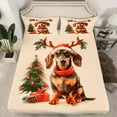 thumbnail image 2 of Homewish Pet Dachshund Lover Twin Sheet Sets,Merry Christmas Twin Fitted Sheet,Chic Xmas Tree Flat Sheet For Girls Boys,Breathable Bedroom Decor,3-Piece, 2 of 7