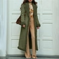 thumbnail image 4 of Antinious Womens Plus Size Solid Long Sleeve Fleece Collar Button Down Extended Length Coat with Lining,Warm Trench Coat,Casual Winter Coats for Women,Army Green,S, 4 of 5