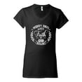 thumbnail image 2 of Wild Bobby Worry Ends When Faith In God Begins Inspirational/Christian Women Standard V-Neck Tee, Black, Small, 2 of 5