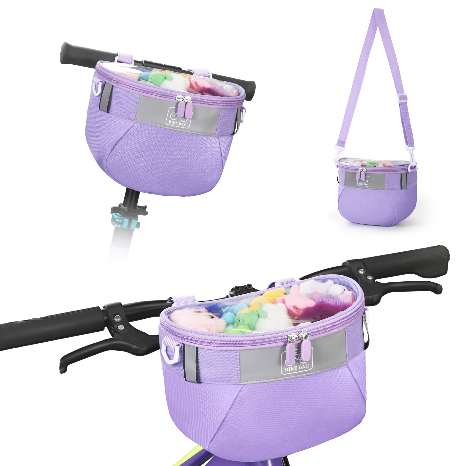 AYAOQIANG Kids Bike Basket,Front Handlebar Bag for Kids Girls Bikes, Semicircle Bike Basket with Zipper for Child Tricycle Bicycle