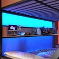thumbnail image 3 of Bellemave Full Over Full Bunk Bed with Storage Shelves, Heavy-Duty Bunk Beds with LED Lights, Space-Saving Metal+Wood Bunk Bed Full Size, Noise-Free Design (Black), 3 of 8