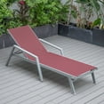 thumbnail image 6 of LeisureMod Marlin Modern Gray Aluminum Outdoor Patio Chaise Lounge Chair With Arms with Square Fire Pit Side Table Perfect for Patio, Lawn, and Garden (Burgundy), 6 of 21