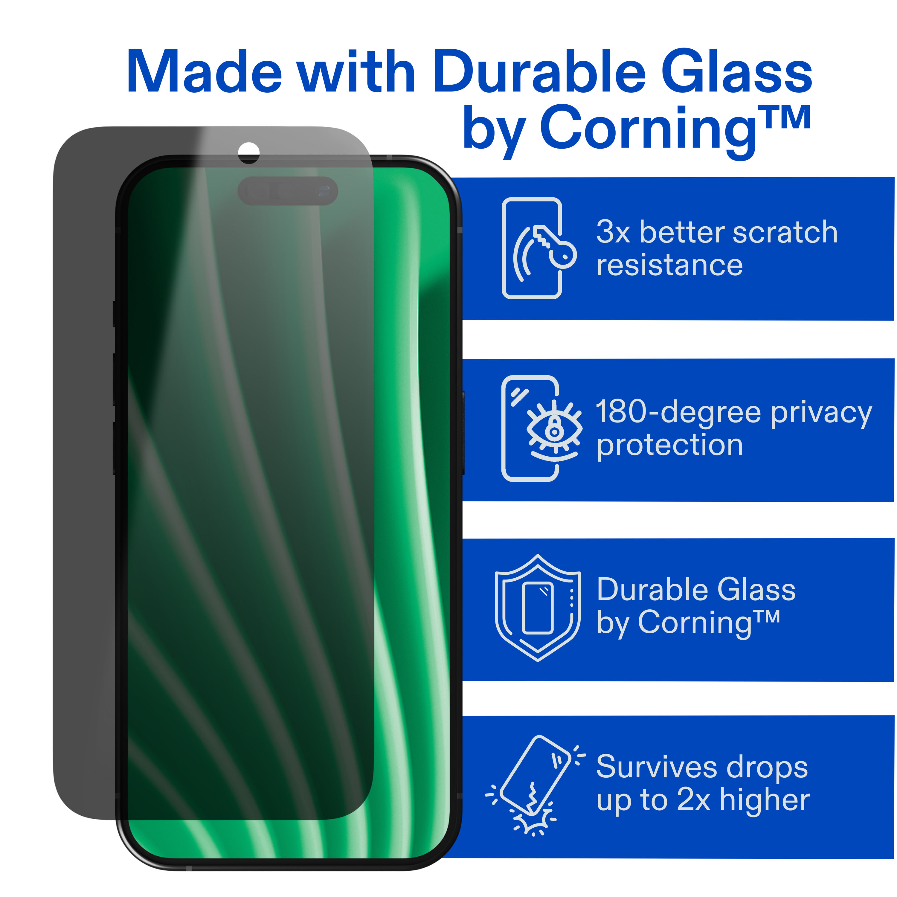 onn Privacy Glass Screen Protector for iPhone 15 Pro Max photo 4