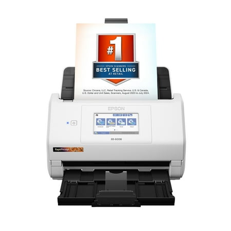 Epson RapidReceipt RR-600W Wireless Desktop Color Duplex Receipt and Document Scanner with Receipt Management and PDF Software for PC and Mac, Touchscreen and Auto Document Feeder (ADF)