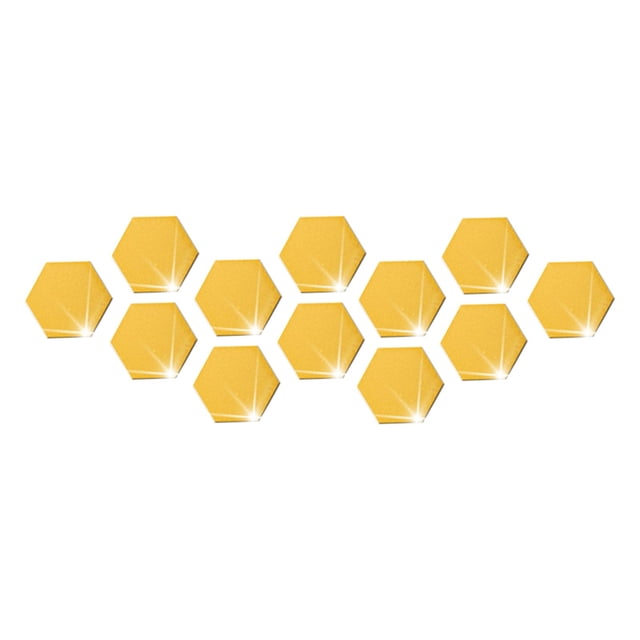 Hexagon Peel and Stick Backsplash 12 Sheet Self Adhesive Kitchen Backsplash Tile Sticker Waterproof Peel and Stick Backsplash Tile for Bathroom Shower Furniture Camper Gold 5"
