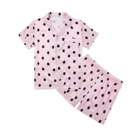 

ZHUASHUM Kid Pajamas For Boys Girls Toddler Pajamas Clothes Spring Summer Cartoon Print Short Sleeve Shorts Sleepwear Outfits Pink Size:8-9 Years