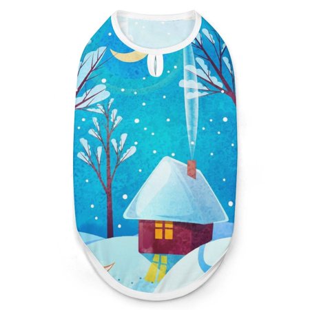 Bybiment Pet Dog Shirts, Wooden Cottage Snow Fox House Cat Puppy Vest Clothes, Breathable Sleeveless Doggy Tank Top Outfit, S