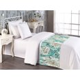 thumbnail image 2 of Floral Bed Runner, Wild Nature Theme Forest Flower Watercolor With Leaves Print Artwork, Decorative Accent Bedding Scarf for Hotels Homes & Guest Rooms, Twin, Ivory Seafoam Turquoise, by Ambesonne, 2 of 3