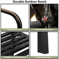 thumbnail image 5 of 50 Inches Outdoor Garden Bench, Cast Iron Metal Frame Patio Park Bench with Floral Pattern Backrest, Slatted Seat for Porch,Lawn,Garden,Yard (Welcome-Black), 5 of 15