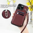 thumbnail image 6 of Compatible with iPhone 15 Pro PU Leather Clasp Flip Zipper Purse Case, with Shoulder Strap Lanyard for Women Credit Card Holder Cell Accessories Phone Cover for iPhone 15 Pro, Winered, 6 of 9