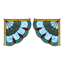 RADIANCE goods 2 Pieces Victorian Stained Glass Window Panel 8"x8"