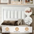 thumbnail image 5 of 4 Ever Winner Twin Bed Frame, Velvet Upholstered Bed Frame with Diamond Headboard, White Bed Frame Twin Size, White, 5 of 9