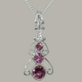 thumbnail image 2 of LBG 10k White Gold Genuine Natural Pink Tourmaline & Diamond Womens Bohemian Pendant & Chain Necklace - Chain length 22, 2 of 5