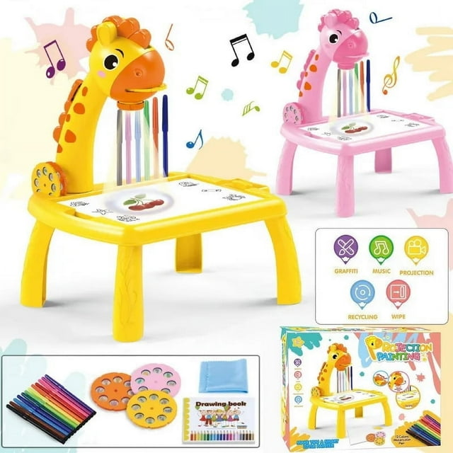 MesaSe Mini LED Projector Drawing Board Art Drawing Table Kids Painting Board Baby Learning Draw Paint Tools Children Educational Toy