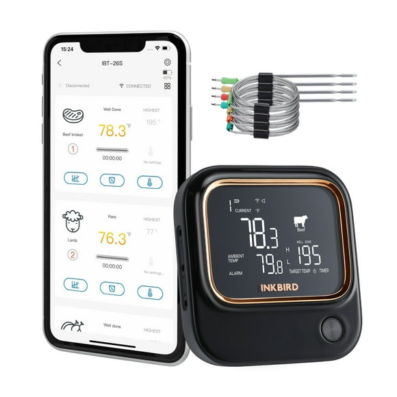 Inkbird 5GHz WiFi & Bluetooth BBQ Thermometer IBT-26S Smart Rechargeable Grilling Assistant