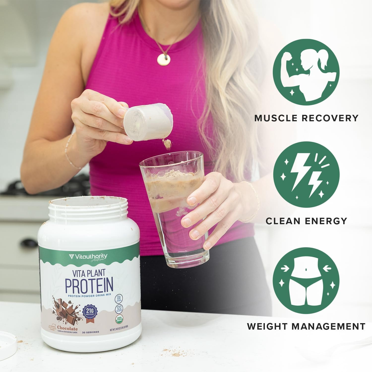 Vitauthority Vita Plant Organic Plant Based Protein Powder for Women, Vanilla, 30 Servings