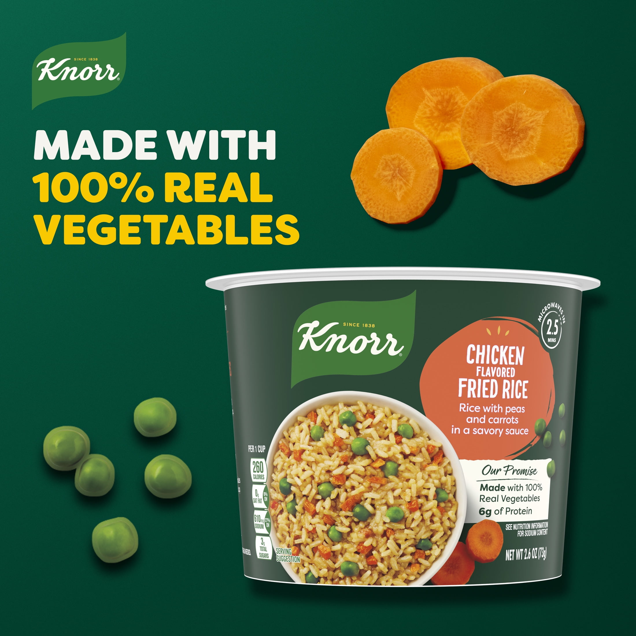 (2 pack) Knorr No Artificial Flavors Chicken Fried Rice Cooks in 2.5 Minutes, 2.6 oz Regular Cup