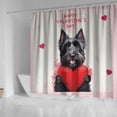 thumbnail image 4 of Happy Valentine's Day Scottish Terrier Brings Love Heart Shower Curtain Scottie Dog Lover Gifts Waterproof Bathroom Bathtub Curtain - 02028, 4 of 5