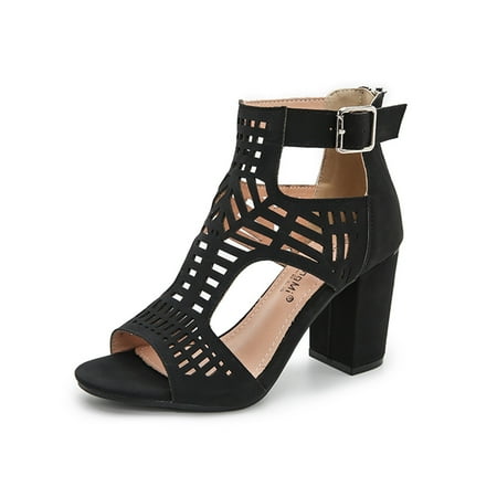 

Wmkox8yii Women s Chunky High Heels Hollow Fish Mouth Sandals