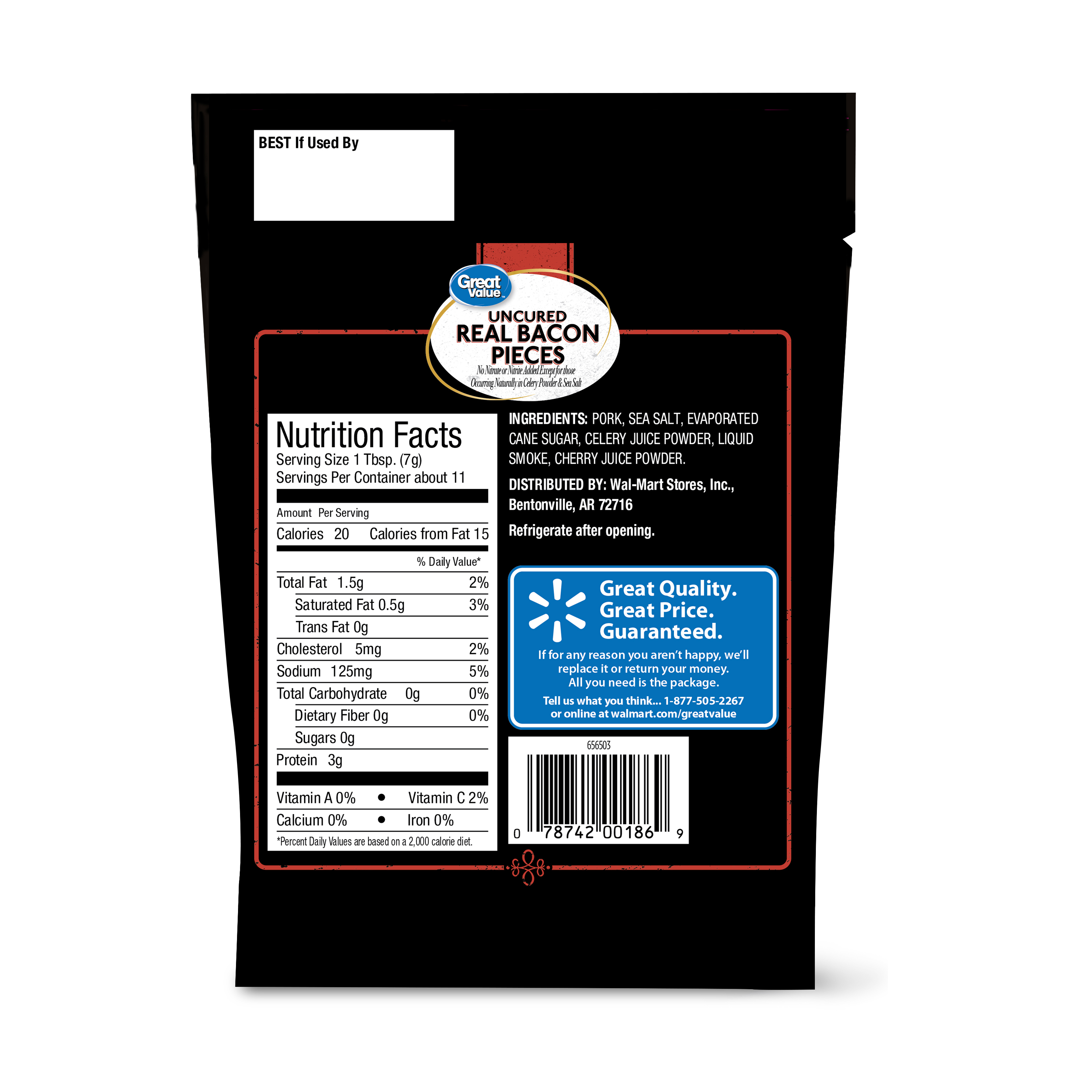 Great Value Uncured Real Bacon Bits, 2.8 oz